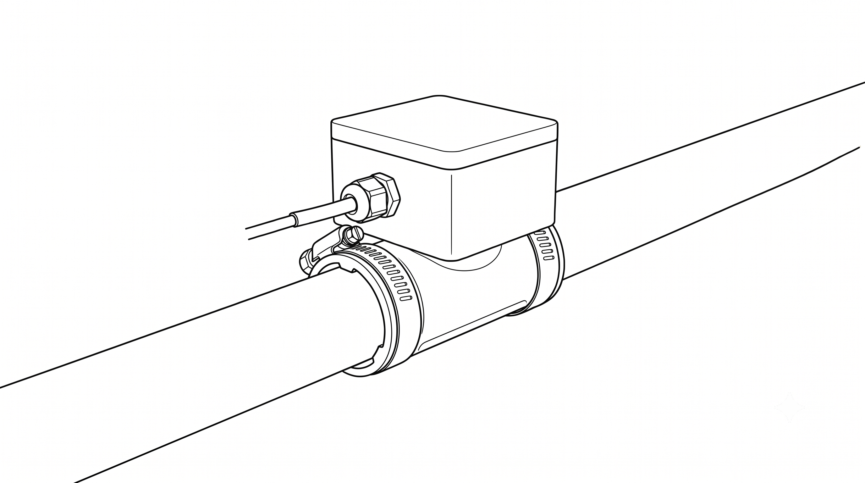 Illustration of the Flo meter clamped around a pipe